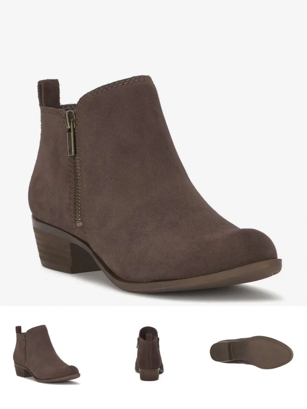 Lucky Brand Basel Brown Suede Side-Zip Ankle Boots Booties size 10